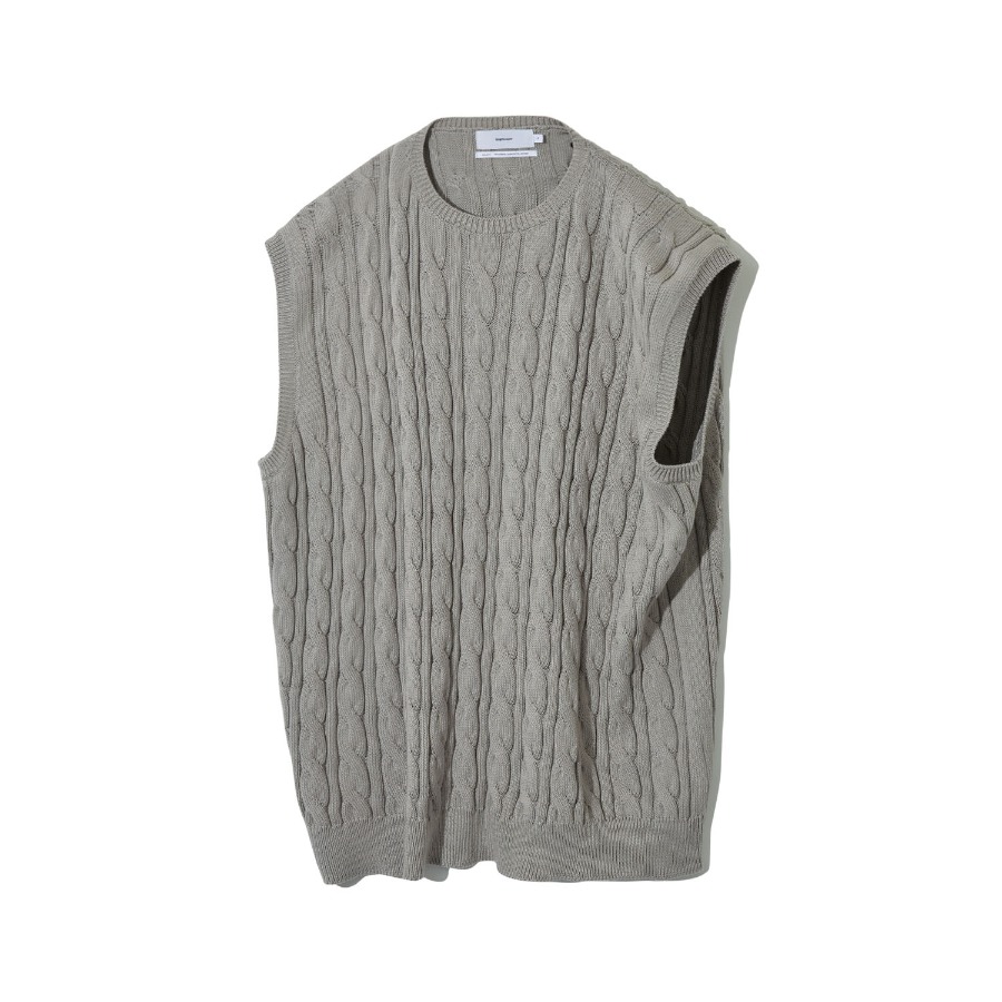 SUVIN CABLE KNIT VEST (GRAY)