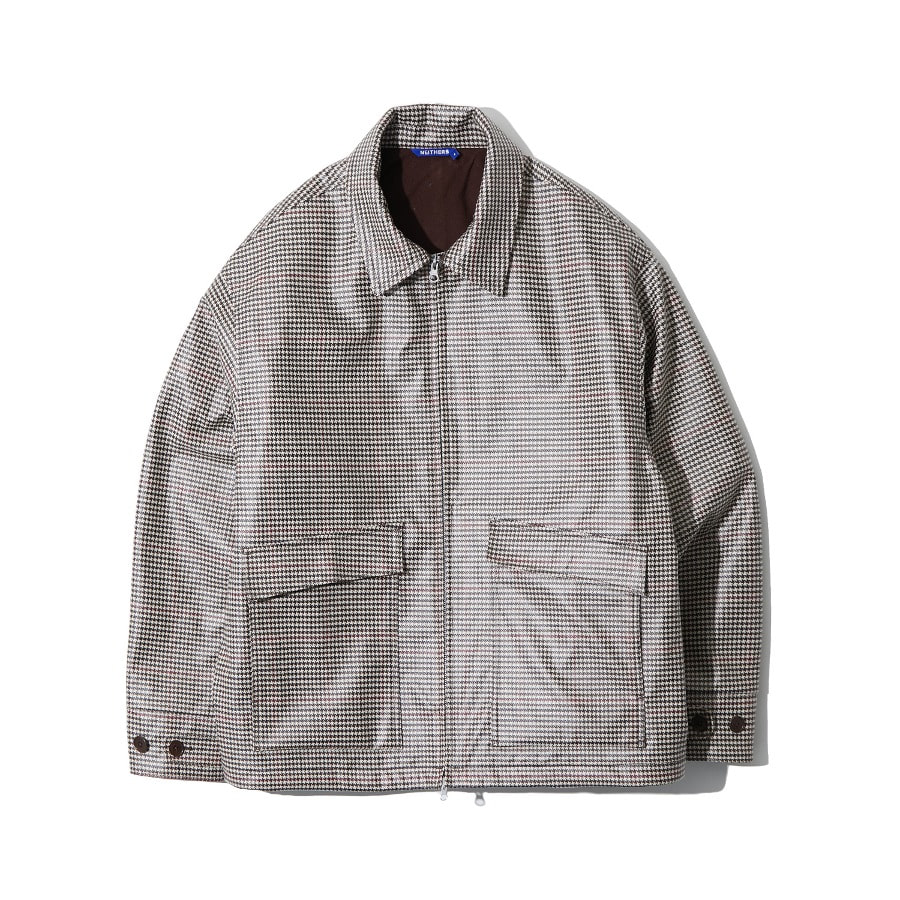 COATED HOUNDSTOOTH CHECK JACKET (IVORY CHECK)