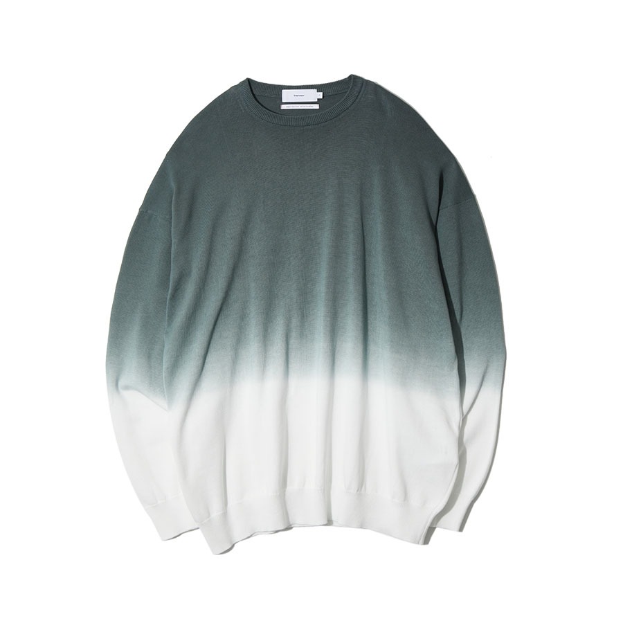 PIECE DYED SUVIN L/S CREW NECK KNIT (D.GREEN)