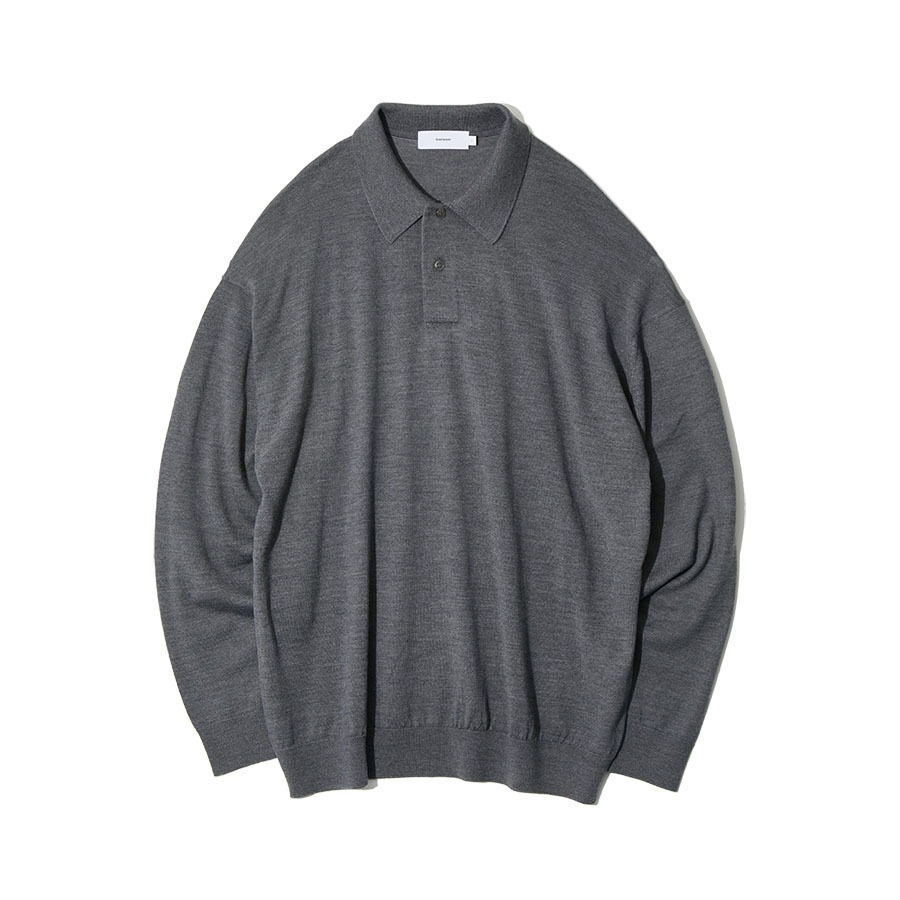HIGH GAUGE KNIT OVERSIZED L/S POLO (C.GRAY)