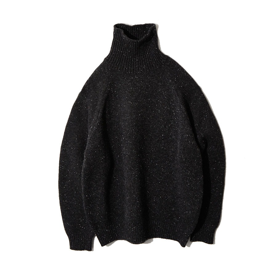 OVERSIZED HIGH NECK KNITTED SWEATER (BLACK)