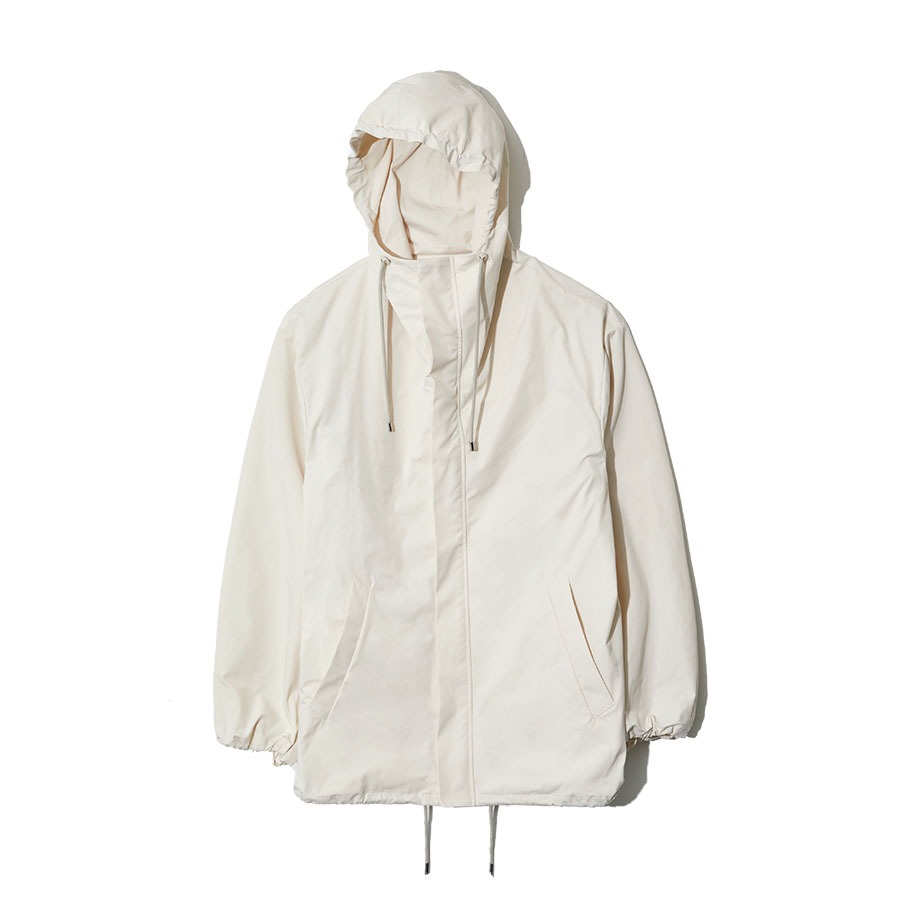 HIGH DENSITY COTTON POLYESTER CLOTH HOODED BLOUSON (IVORY)