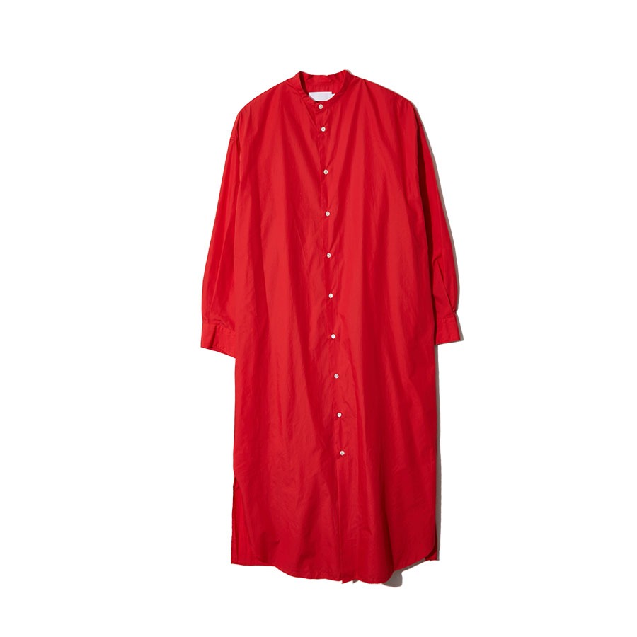BROAD BAND COLLAR OVERSIZED SHIRT DRESS (RED)