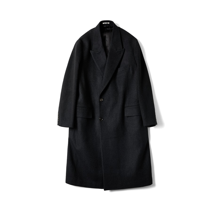 SUPER FINE WOOL TWILL MELTON CHESTERFIELD COAT (CHARCOAL CHAMBRAY)