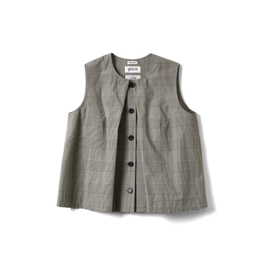 PLEATS TOP (BROWN CHECK)
