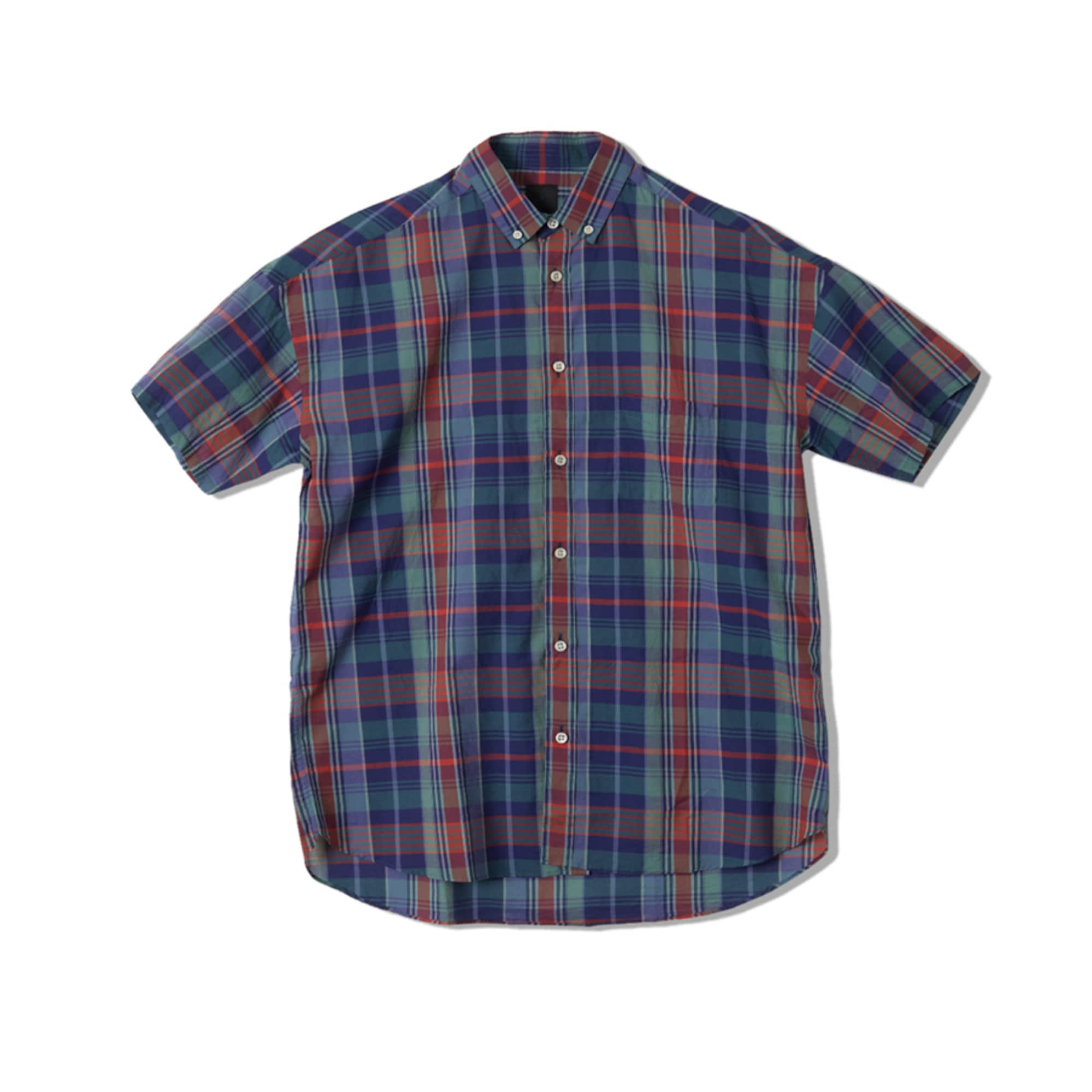C/S CHECK S/S RELAX BD SHIRT (GREEN)