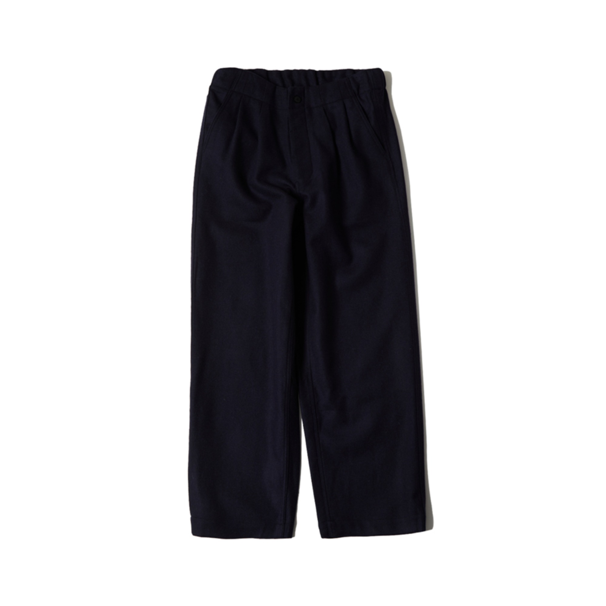 WOOL TUCKED TROUSERS (NAVY)