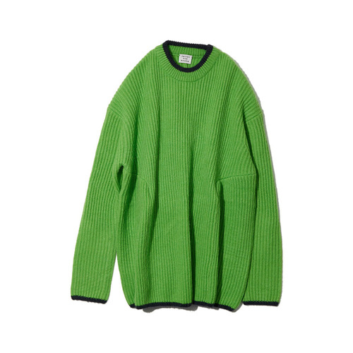 PULL THE WAIST PULLOVER (YELLOW-GREEN &amp; NAVY LINE)