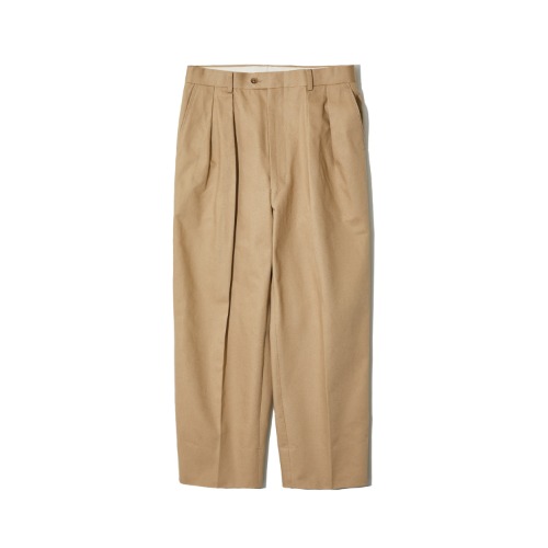 FRENCH ARMY CHINO 2-TUCK WIDE TAPERED SLACKS (BEIGE)