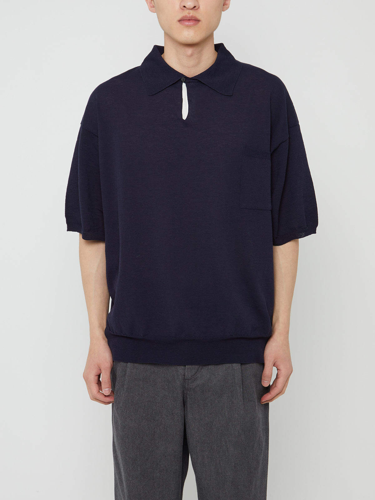 RELAXED POLO SWEATER (NAVY)